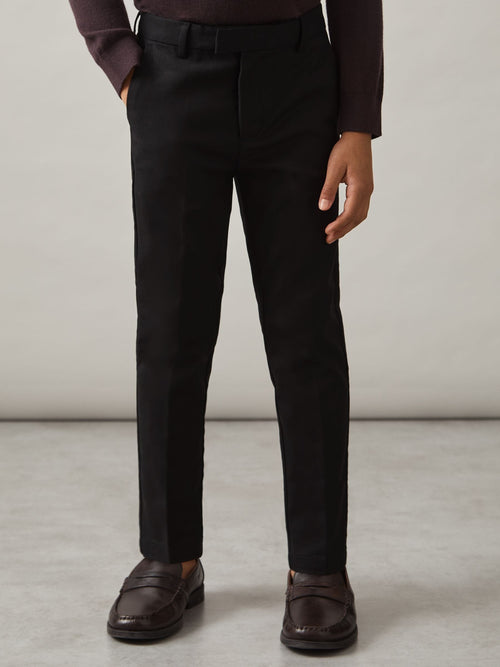 Reiss Black Eastbury 3-9 yrs Slim-Fit Cotton-Blend Chinos image 1