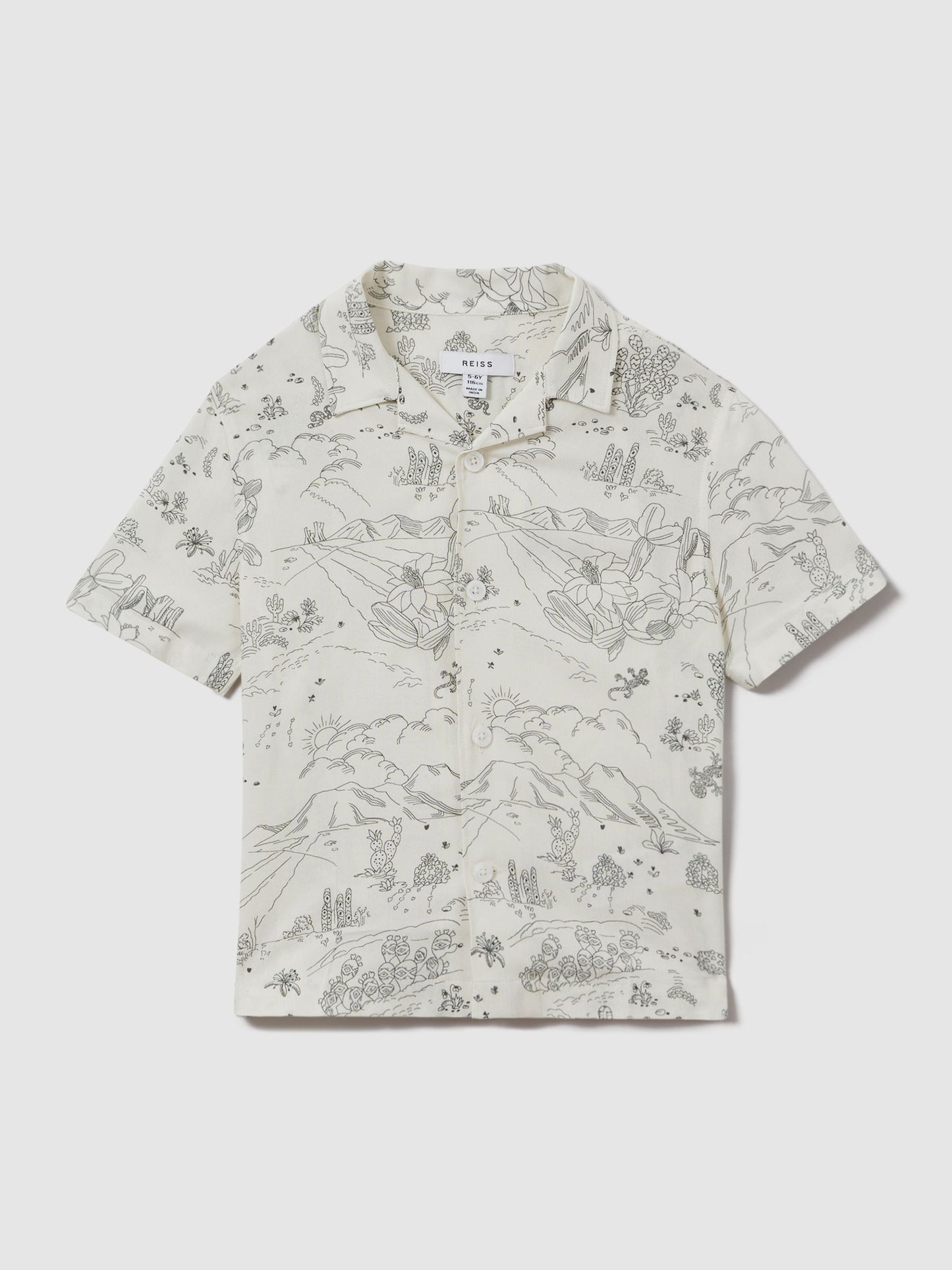 Dsiney Kidz - Reiss Ecru Gobi 9-13 yrs Sketch Design Cuban Collar Shirt image 2