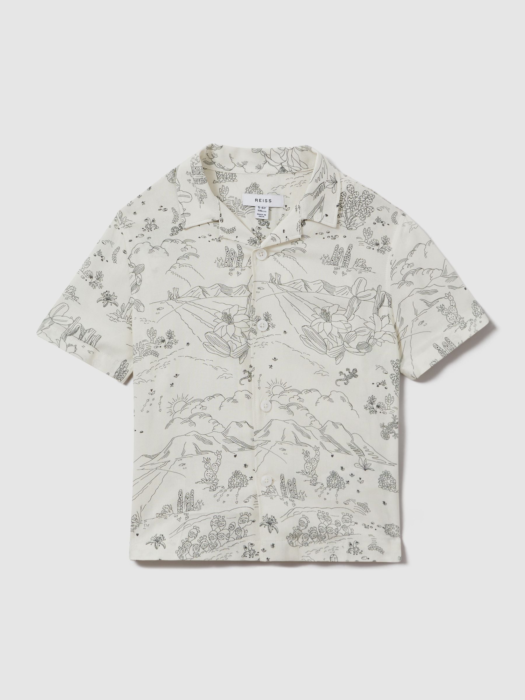 Dsiney Kidz - Reiss Ecru Gobi 9-13 yrs Sketch Design Cuban Collar Shirt image 2