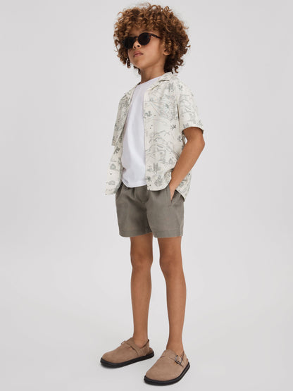 Dsiney Kidz - Reiss Ecru Gobi 9-13 yrs Sketch Design Cuban Collar Shirt image 3