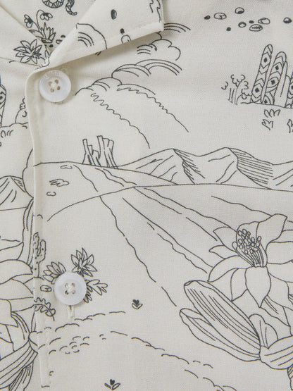 Dsiney Kidz - Reiss Ecru Gobi 9-13 yrs Sketch Design Cuban Collar Shirt image 4