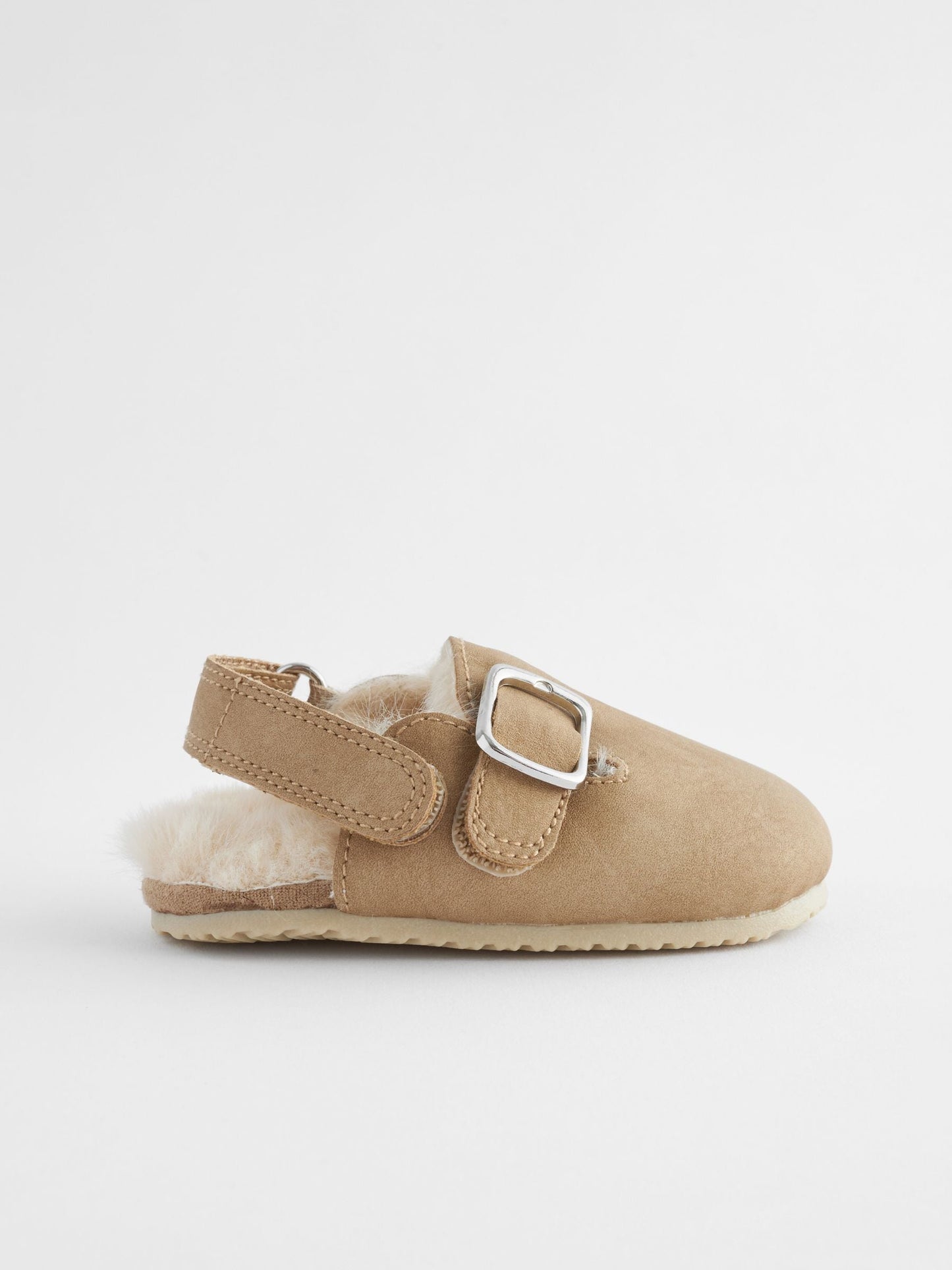 Neutral Faux Fur Lined Baby Clog Shoes (0-18mths)