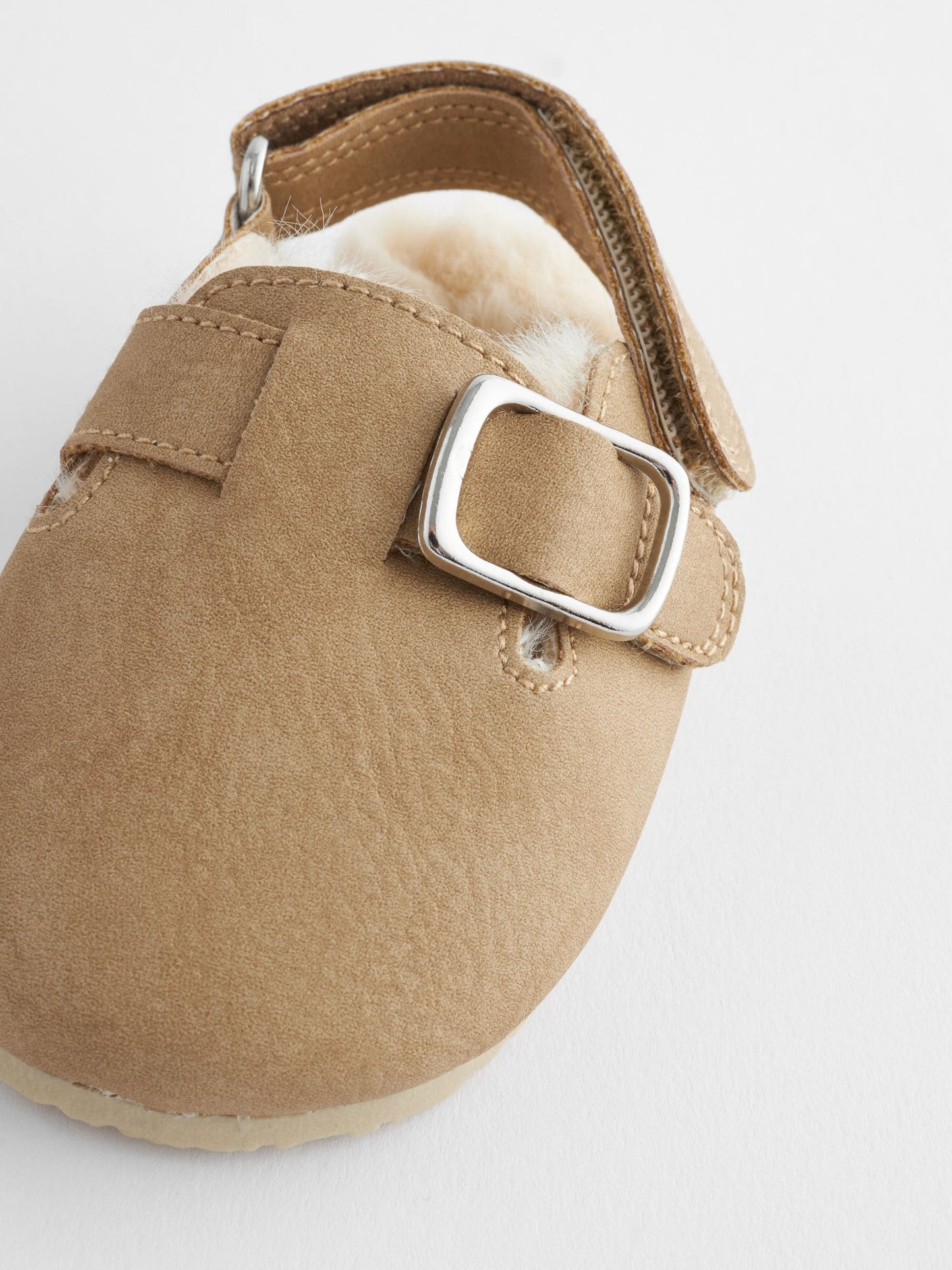 Neutral Faux Fur Lined Baby Clog Shoes (0-18mths)