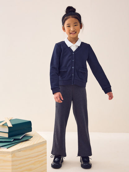Dsiney Kidz - Navy Blue Cotton Rich Frill Pocket Jersey School Cardigan (3-16yrs) image 2