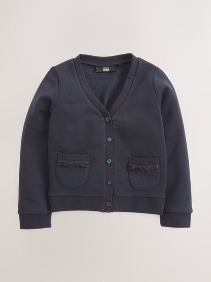 Dsiney Kidz - Navy Blue Cotton Rich Frill Pocket Jersey School Cardigan (3-16yrs) image 6