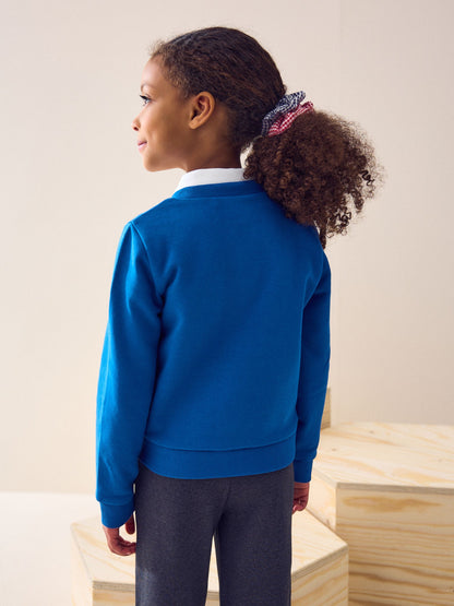 Dsiney Kidz - Blue Cotton Rich Frill Pocket Jersey School Cardigan (3-16yrs) image 3