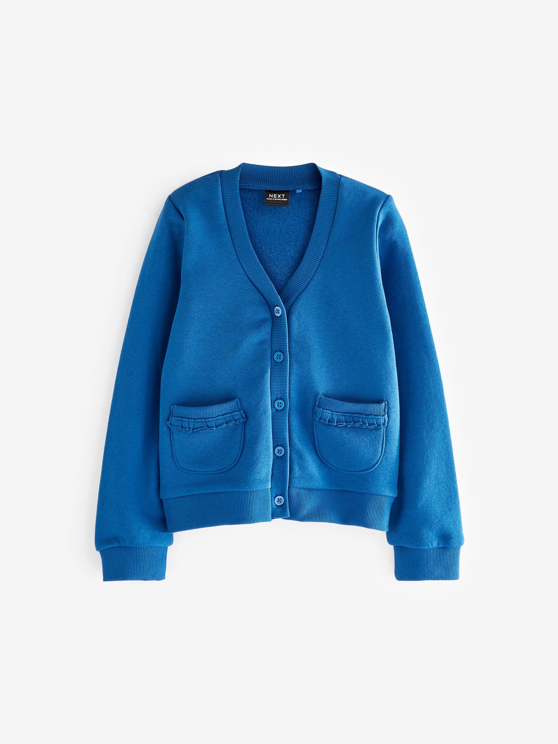 Dsiney Kidz - Blue Cotton Rich Frill Pocket Jersey School Cardigan (3-16yrs) image 6