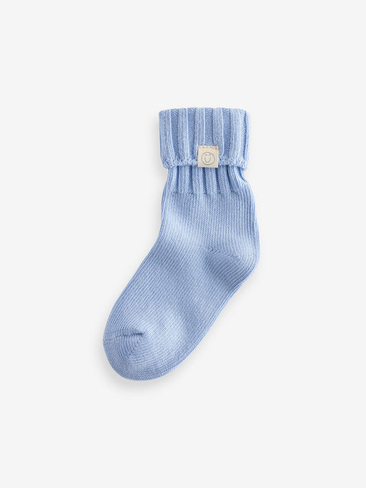 PInk, Blue and Green 3 Pack Cotton Rich Roll Top Ankle Socks image 3