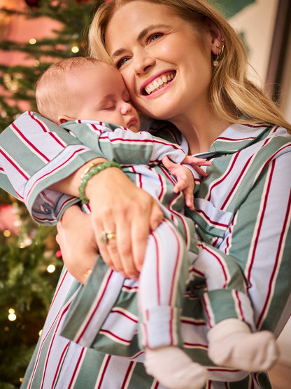 Seraphine Green Stripe Family Matching Christmas Sleepsuit (0-12mths) - image 1
