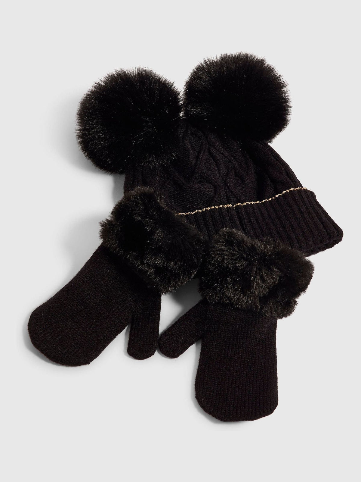 River Island Black Pom Beanie & Gloves Set - image 2