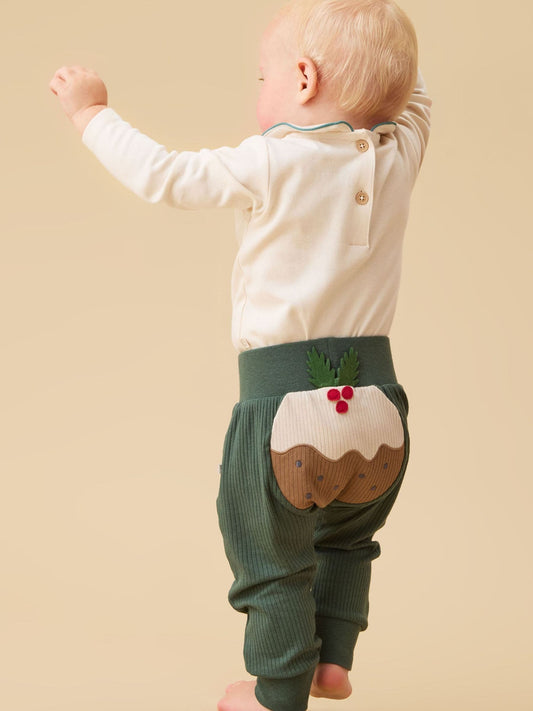 MORI Green Christmas Pudding Applique Joggers - image 1