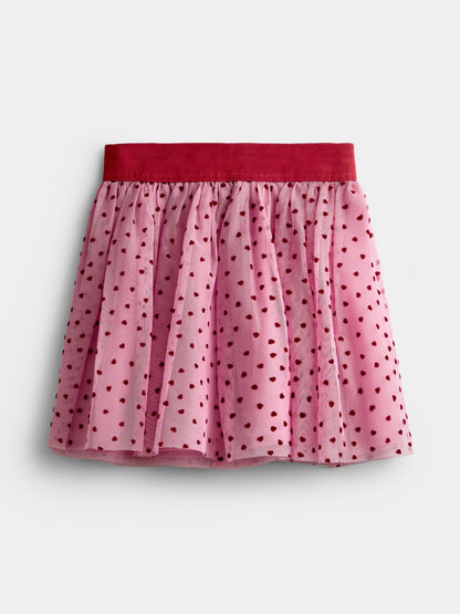 JoJo Maman Bébé Burgundy Red Heart Flocked Tulle Skirt & Dobby Blouse Set - image 4