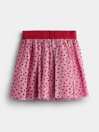 JoJo Maman Bébé Burgundy Red Heart Flocked Tulle Skirt & Dobby Blouse Set - image 5