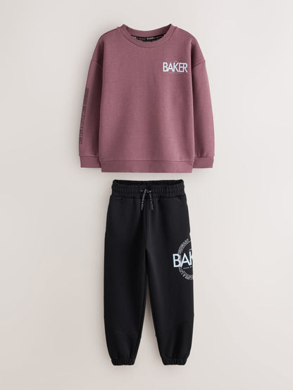 Baker by Ted Baker Black/Purple 2 Piece Oversized Graphic Sweatshirt and Joggers Set - image 1