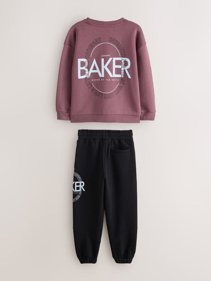Baker by Ted Baker Black/Purple 2 Piece Oversized Graphic Sweatshirt and Joggers Set - image 6