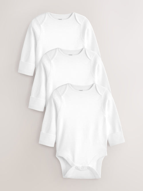 Dsiney Kidz - White 3 Pack Kind To Skin Long Sleeve Baby Bodysuits image 1