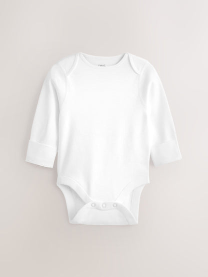 White 3 Pack Kind To Skin Long Sleeve Baby Bodysuits image 2