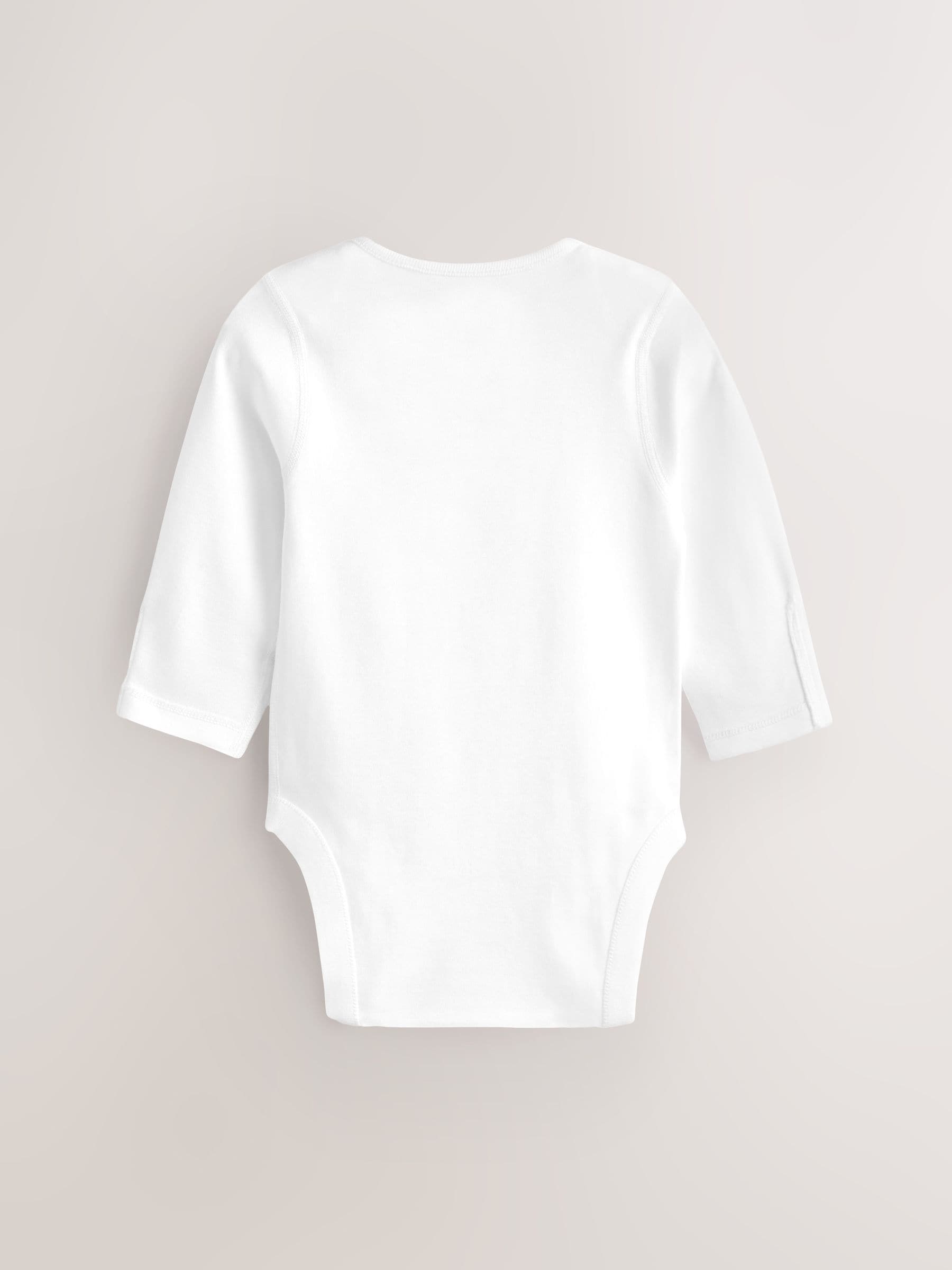 White 3 Pack Kind To Skin Long Sleeve Baby Bodysuits image 3