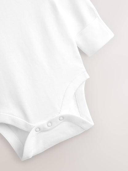 White 3 Pack Kind To Skin Long Sleeve Baby Bodysuits image 4