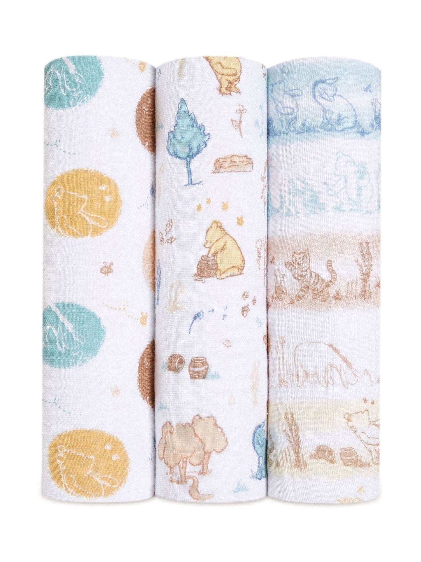 White aden + anais™ Disney Baby Winnie In The Woods Large Muslin Blankets 3 Pack image 1