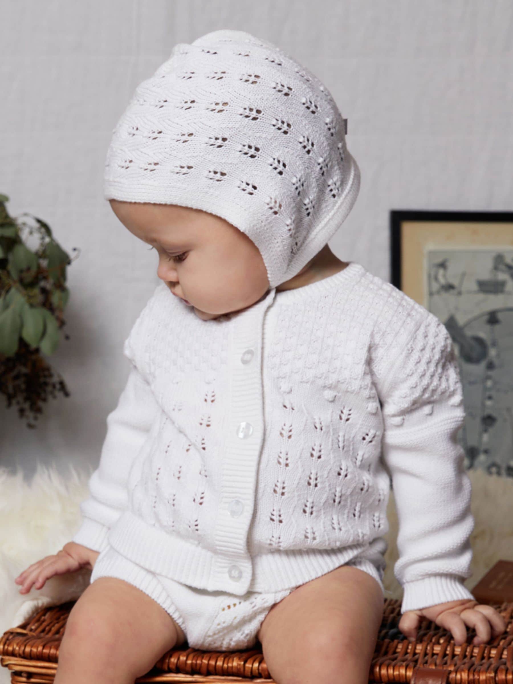 White 100% Cotton Pointelle Baby 3 Piece Gift Set image 1