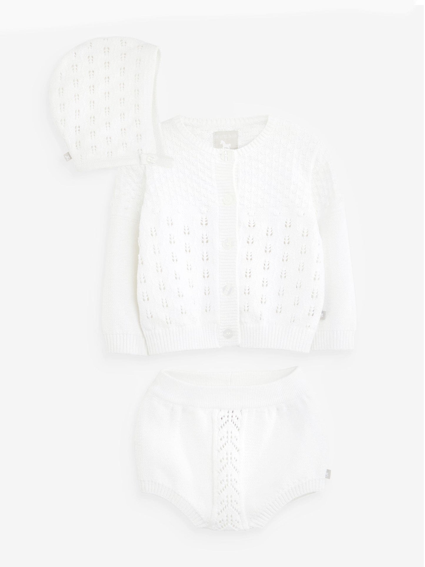 White 100% Cotton Pointelle Baby 3 Piece Gift Set image 2