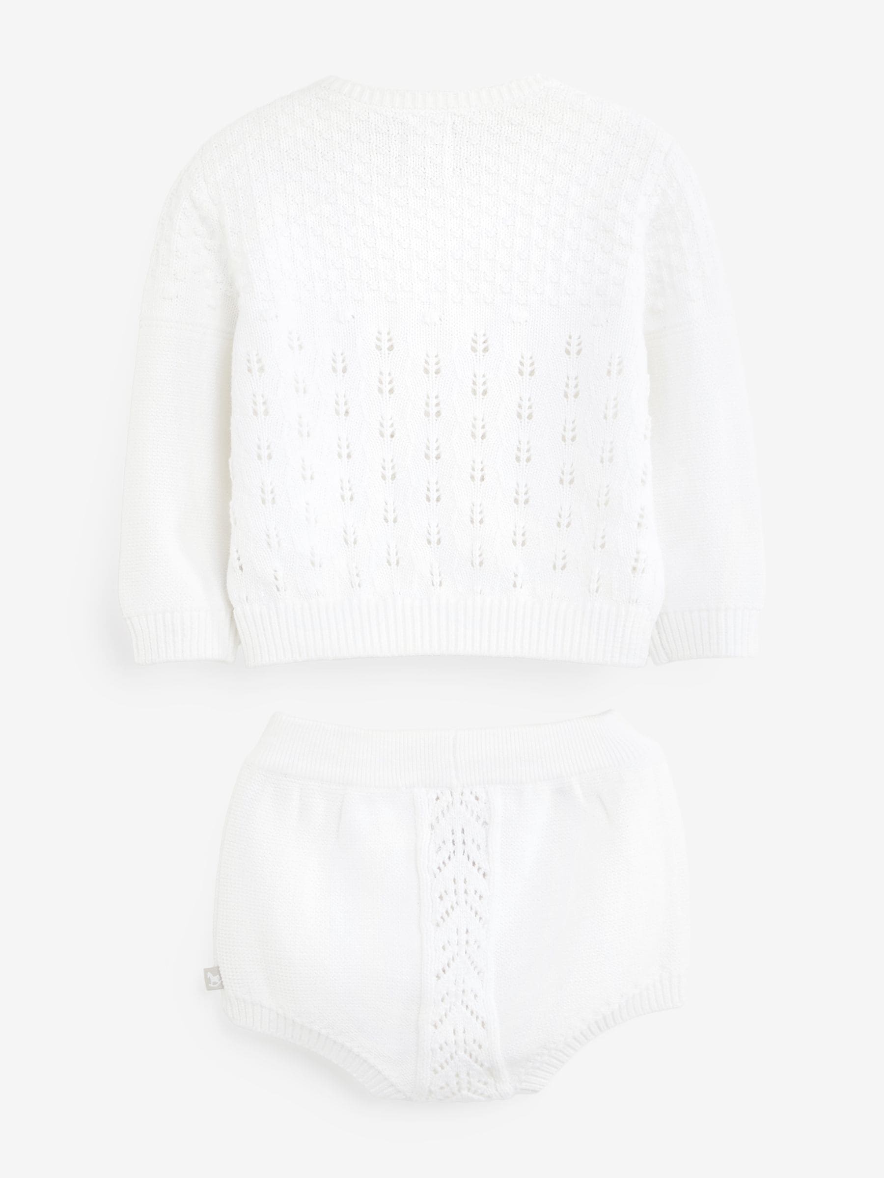 White 100% Cotton Pointelle Baby 3 Piece Gift Set image 3