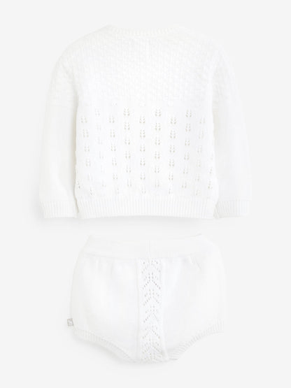 White 100% Cotton Pointelle Baby 3 Piece Gift Set image 3