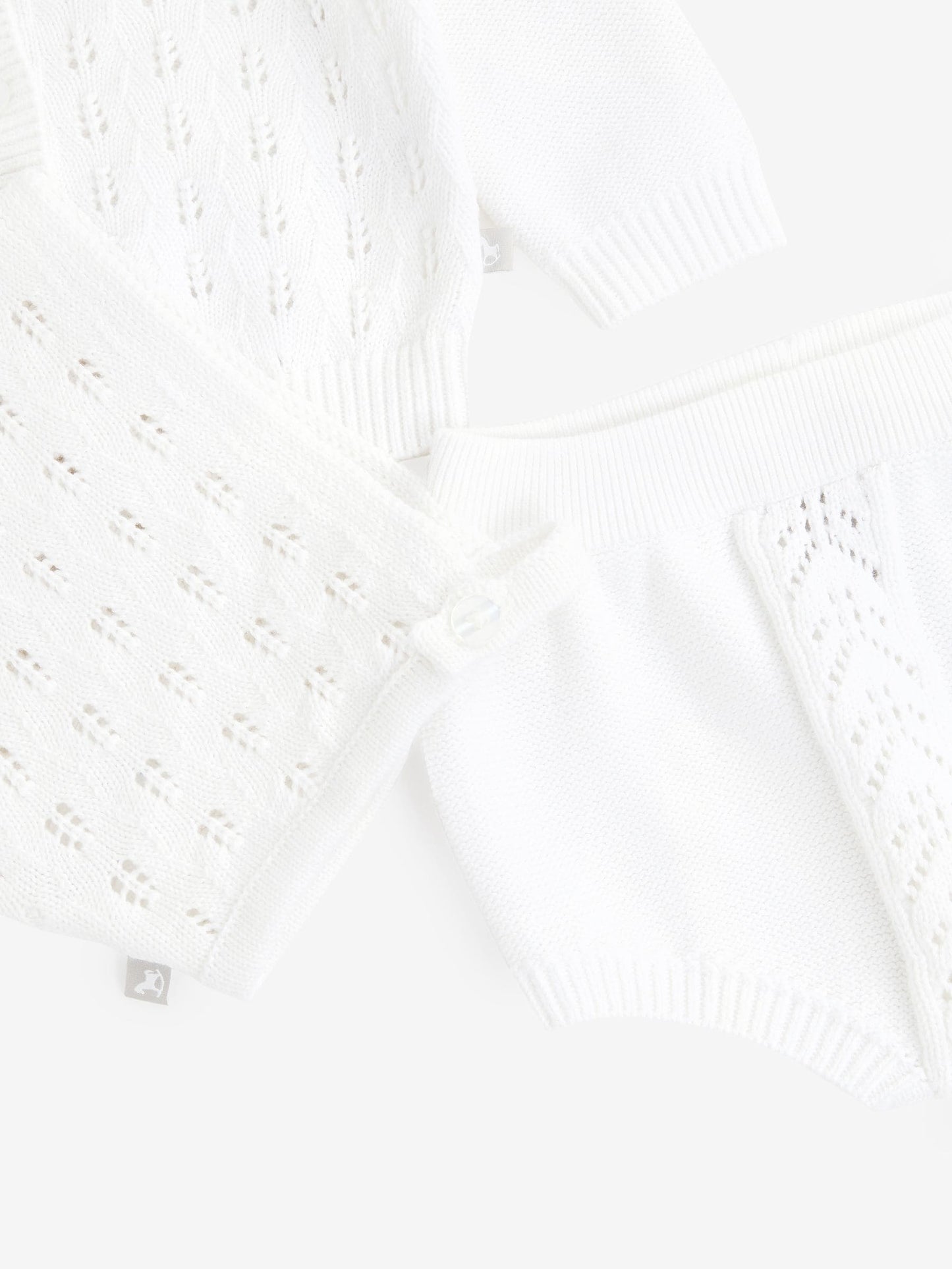 White 100% Cotton Pointelle Baby 3 Piece Gift Set image 4