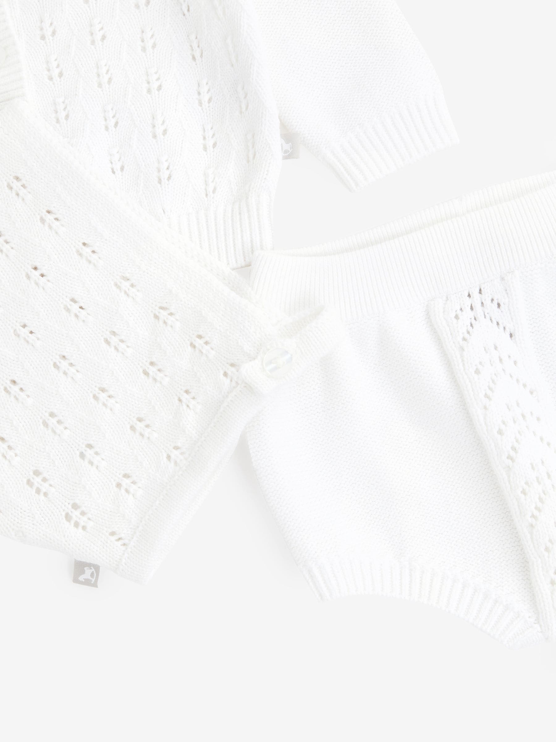 White 100% Cotton Pointelle Baby 3 Piece Gift Set image 4