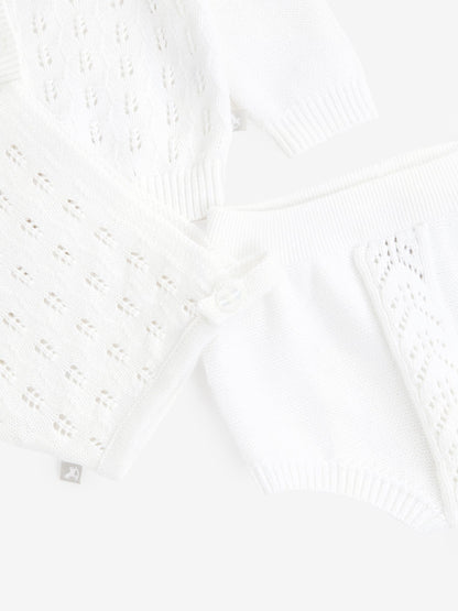 White 100% Cotton Pointelle Baby 3 Piece Gift Set image 4