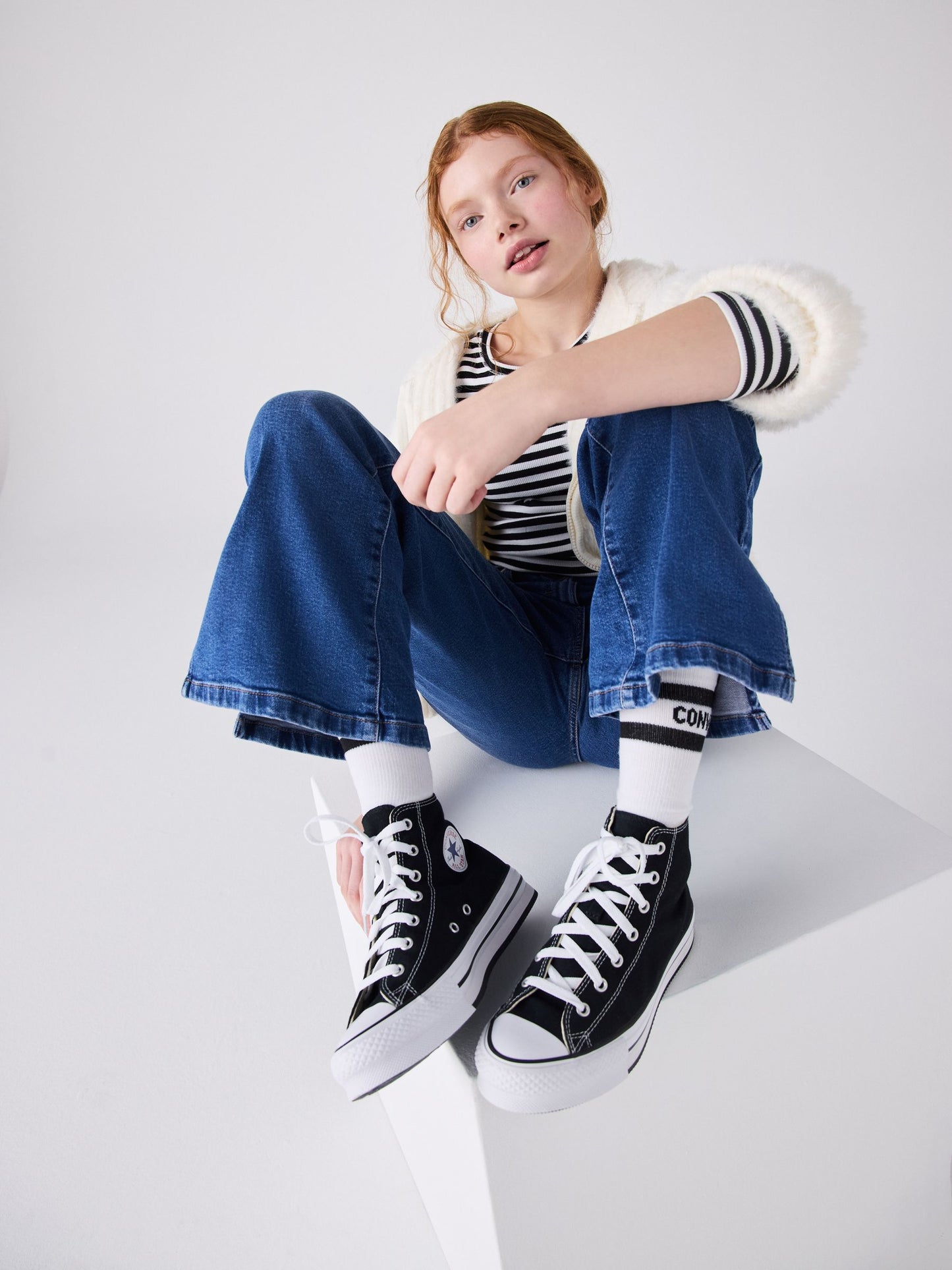 Converse Black Eva Lift High Top Youth Trainers image 1