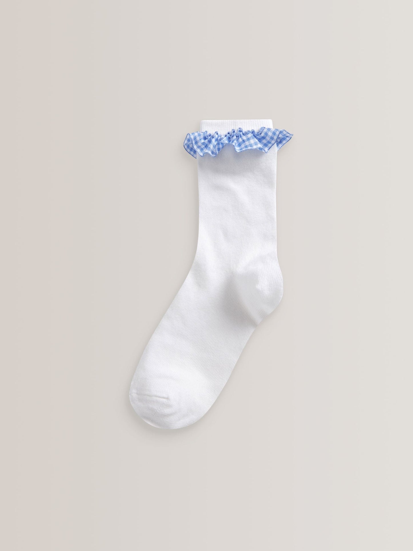 Blue 5 Pack Cotton Rich Gingham Ankle School Socks image 2