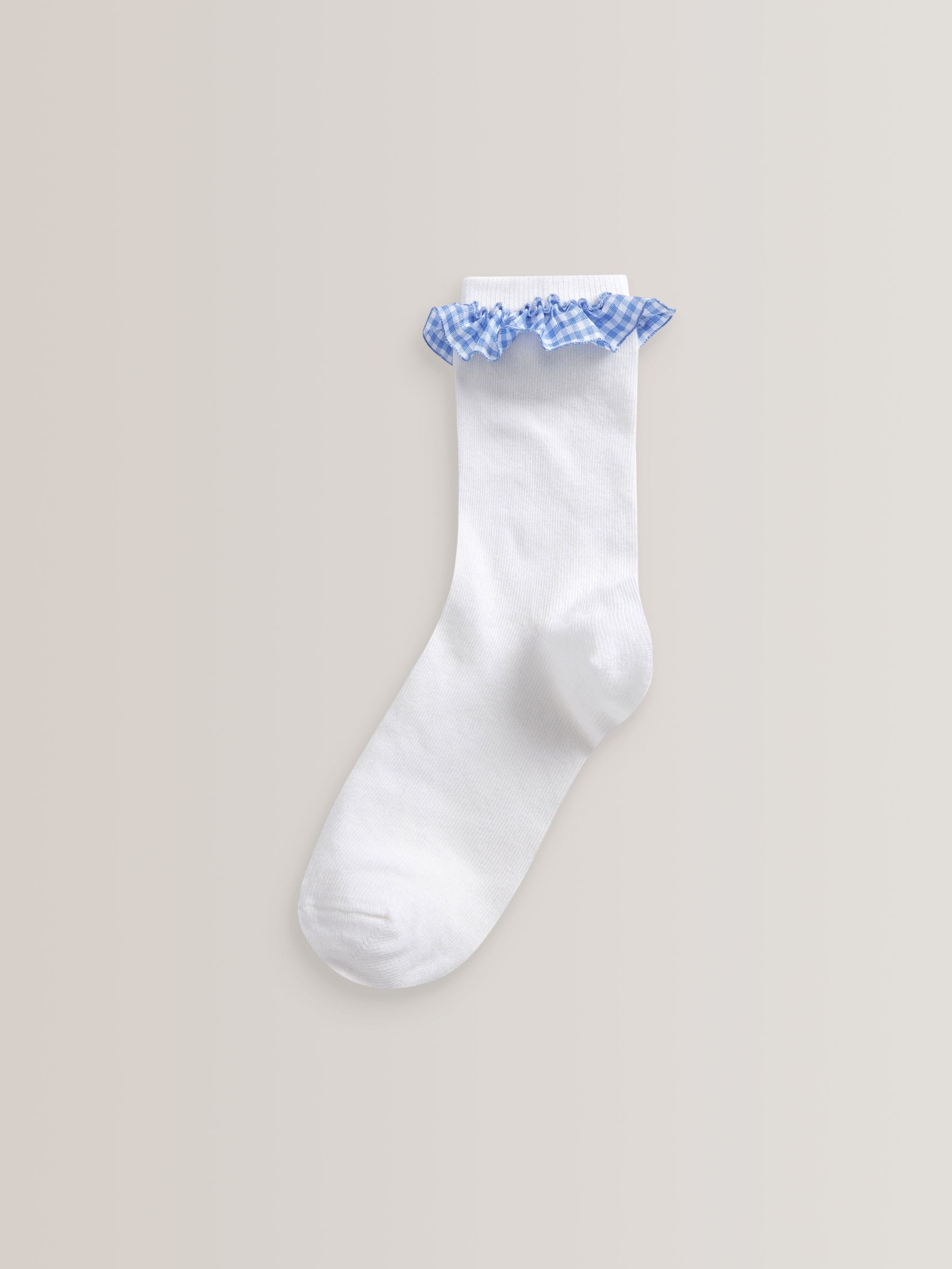 Blue 5 Pack Cotton Rich Gingham Ankle School Socks image 2