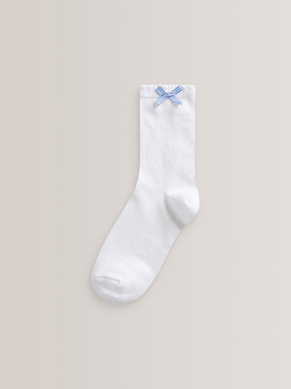 Blue 5 Pack Cotton Rich Gingham Ankle School Socks image 3