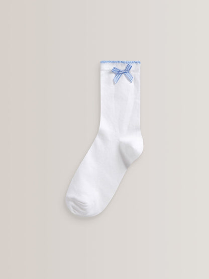 Blue 5 Pack Cotton Rich Gingham Ankle School Socks image 5
