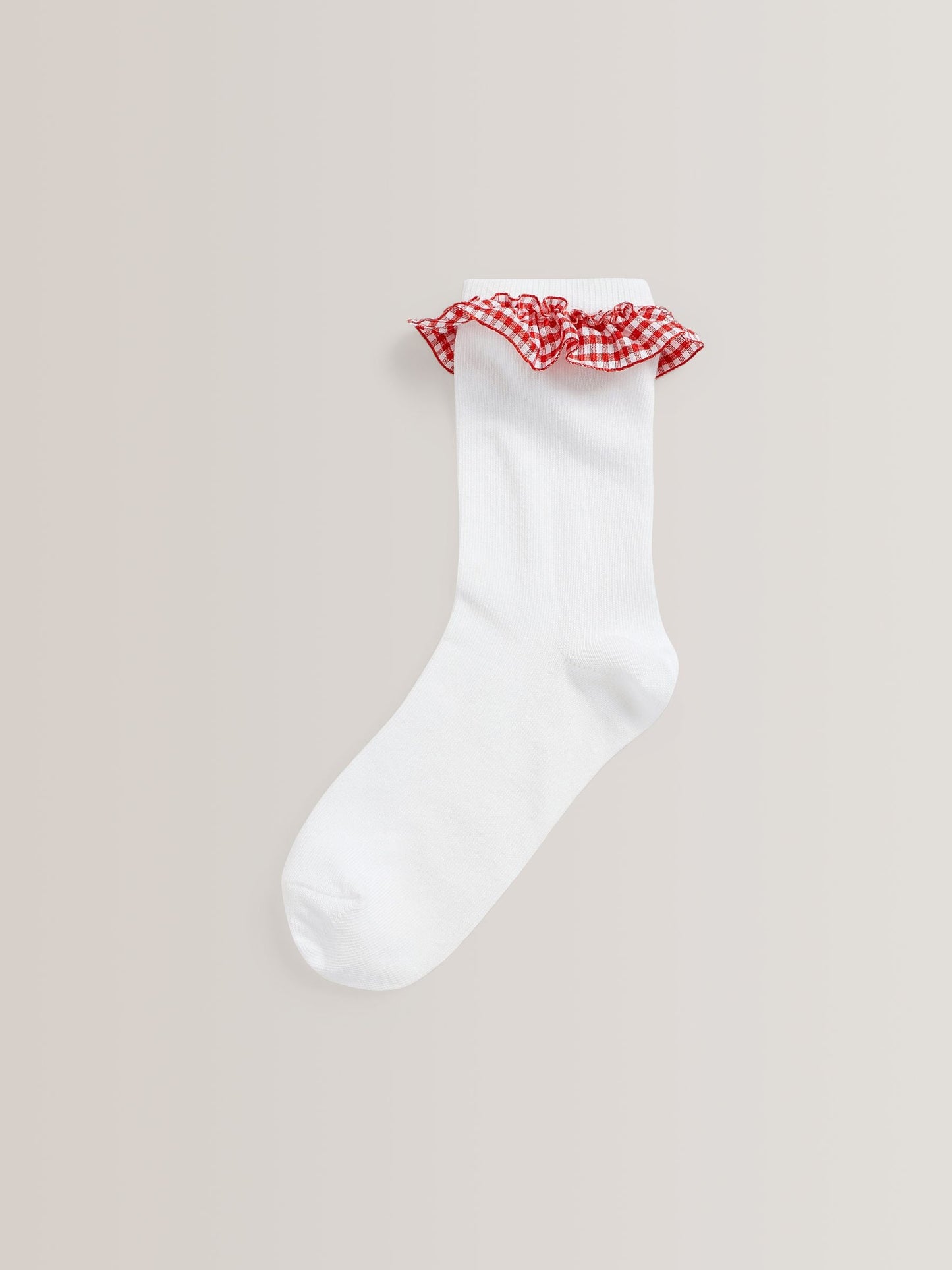Red 5 Pack Cotton Rich Gingham Ankle School Socks image 3