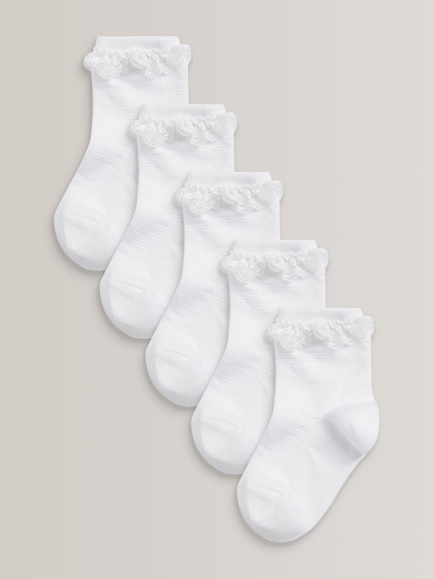 White 5 Pack Cotton Rich Ruffle Ankle Socks image 1