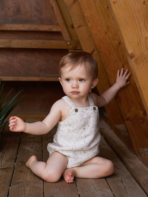 The Little Tailor Oatmeal Stylish Knitted 100% Cotton Romper image 1