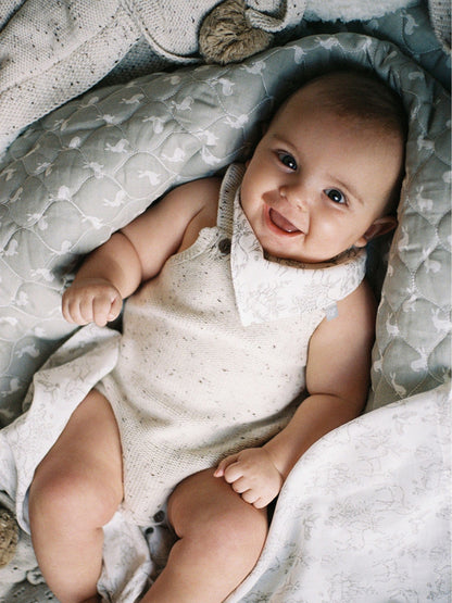 The Little Tailor Oatmeal Stylish Knitted 100% Cotton Romper image 3
