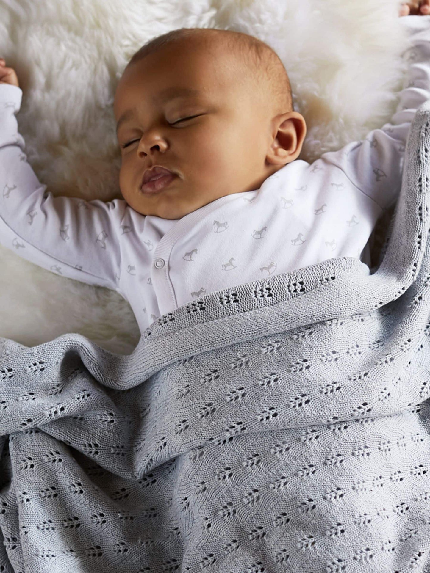 The Little Tailor Grey The Little Tailor Cotton Pointelle Baby Blanket image 1