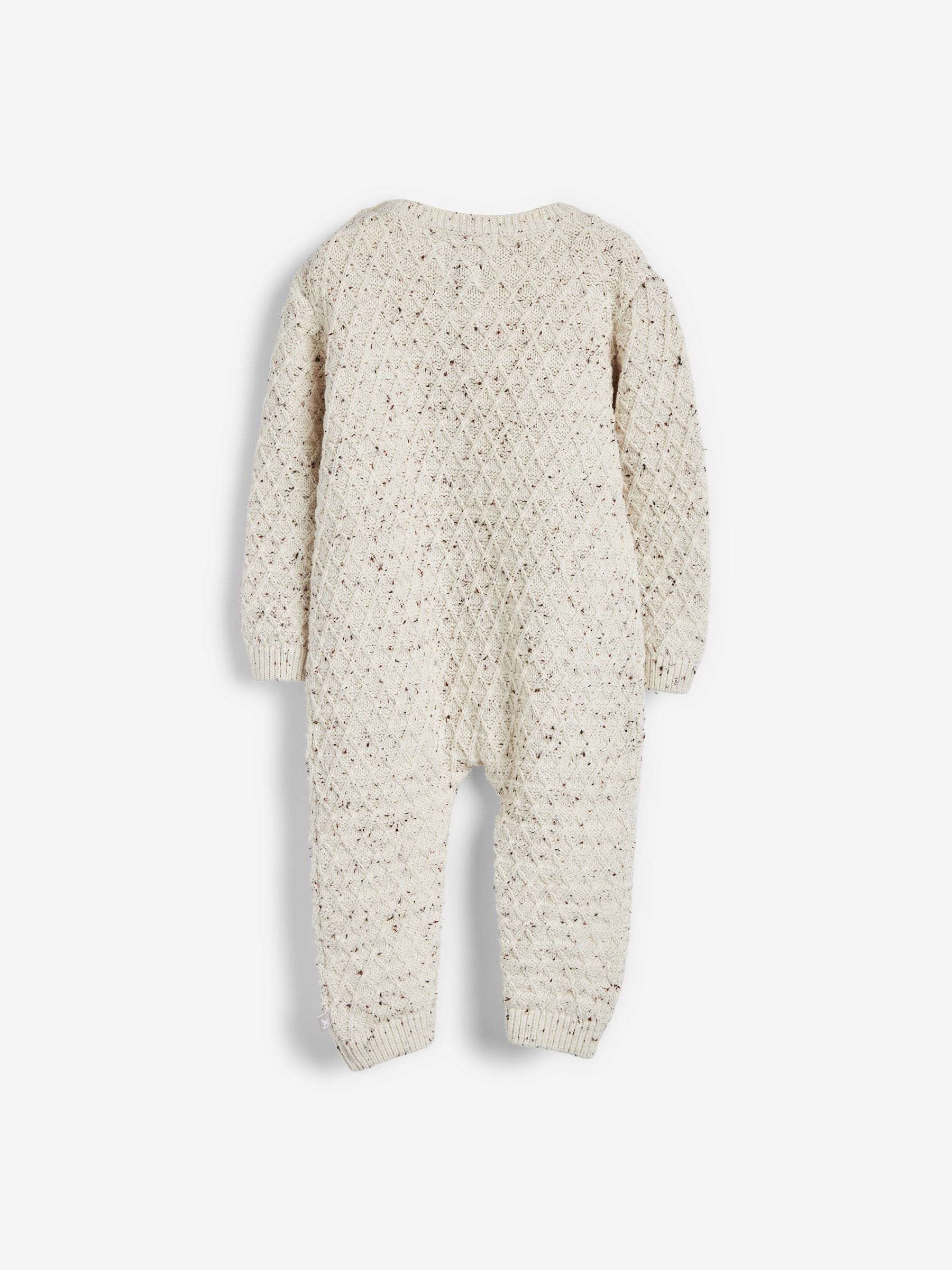 Oatmeal Cable Knit 100% Cotton Romper And Hat Baby Gift Set image 4
