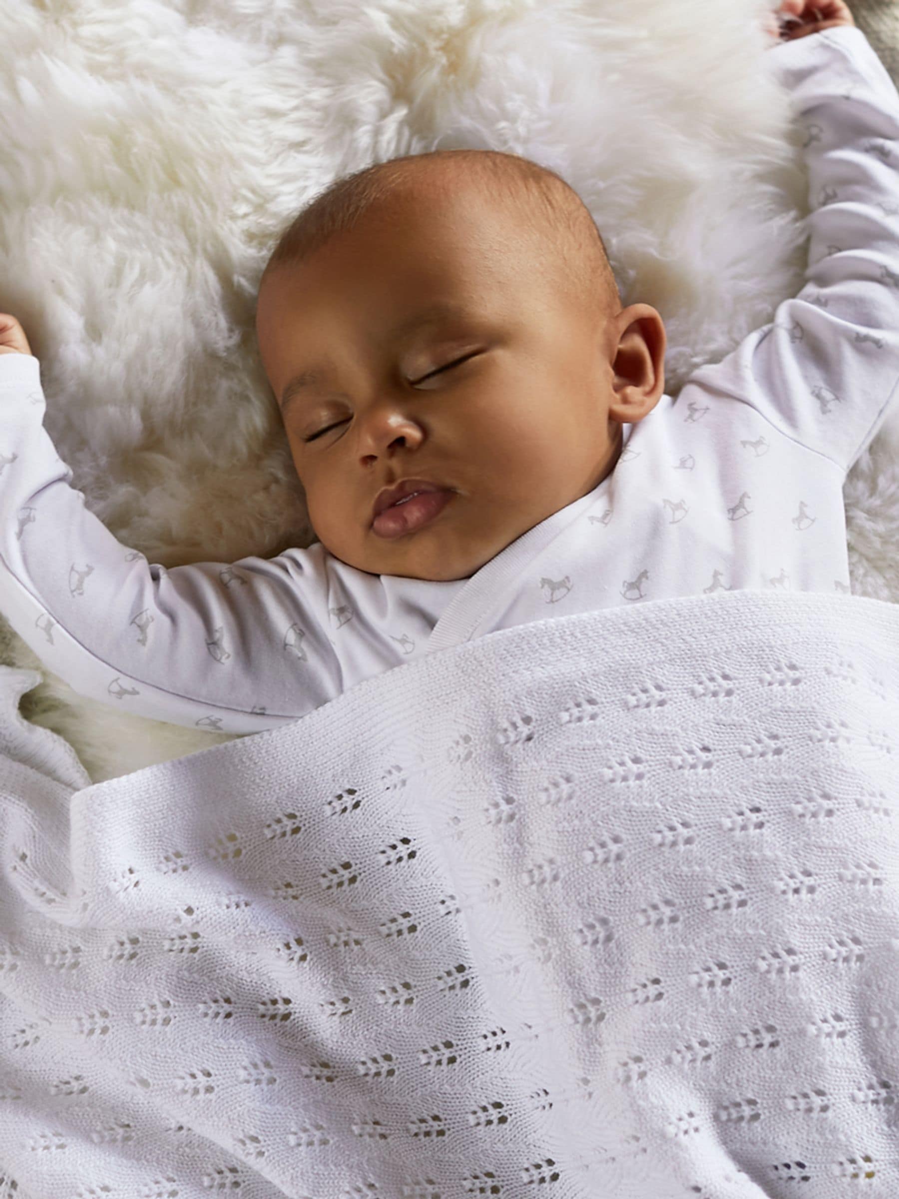 The Little Tailor White The Little Tailor Cotton Pointelle Baby Blanket image 1