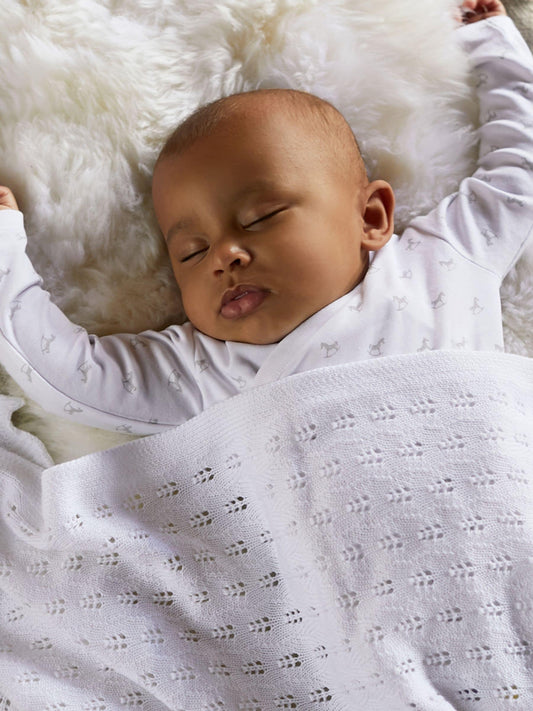 The Little Tailor White The Little Tailor Cotton Pointelle Baby Blanket image 1