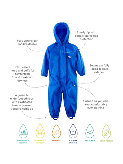 Dsiney Kidz - Muddy Puddles Blue Originals Waterproof All-In-One Puddlesuit image 5