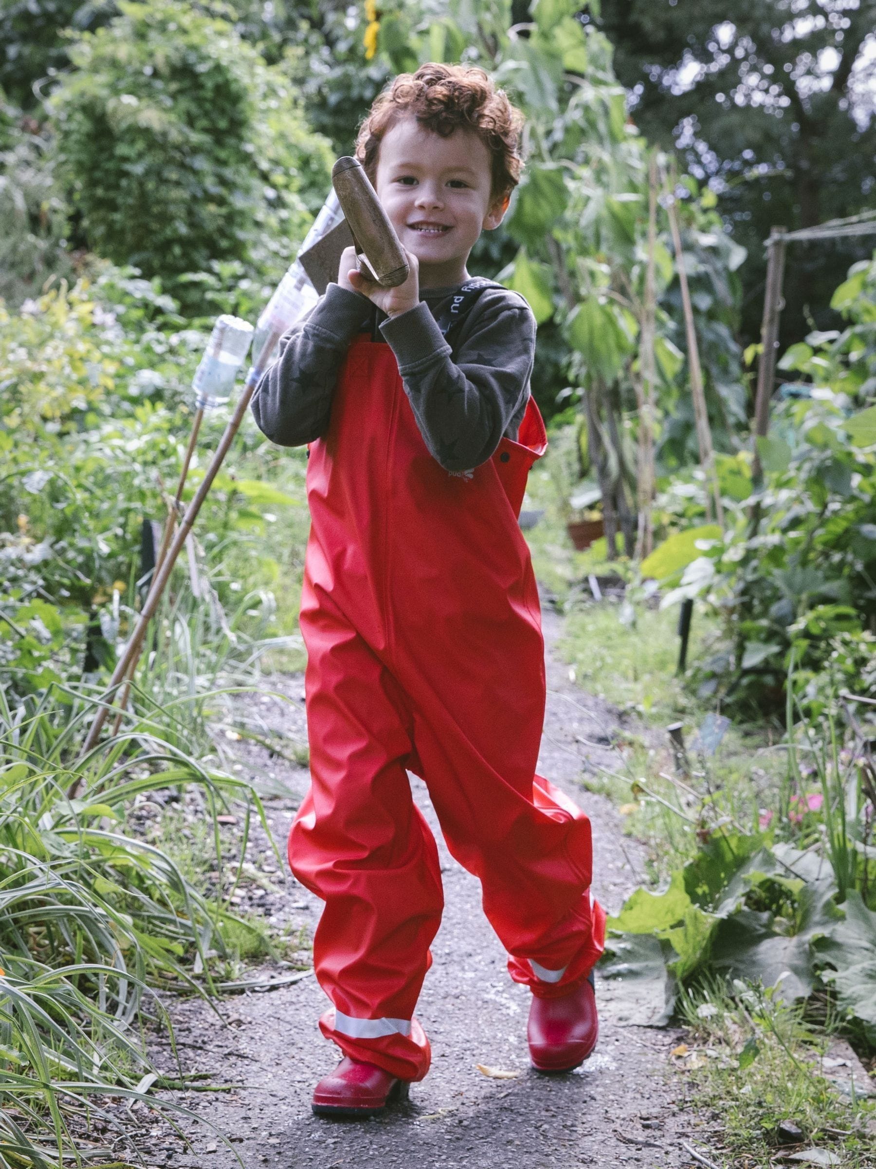 Muddy Puddles Red Rainy Day Waterproof Dungarees image 1