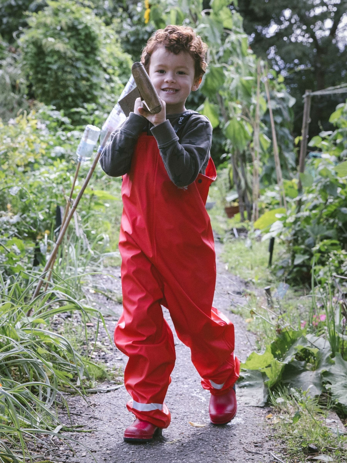 Muddy Puddles Red Rainy Day Waterproof Dungarees image 1