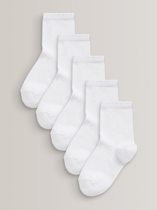 White 5 Pack Cotton Rich School Ankle Socks image 1