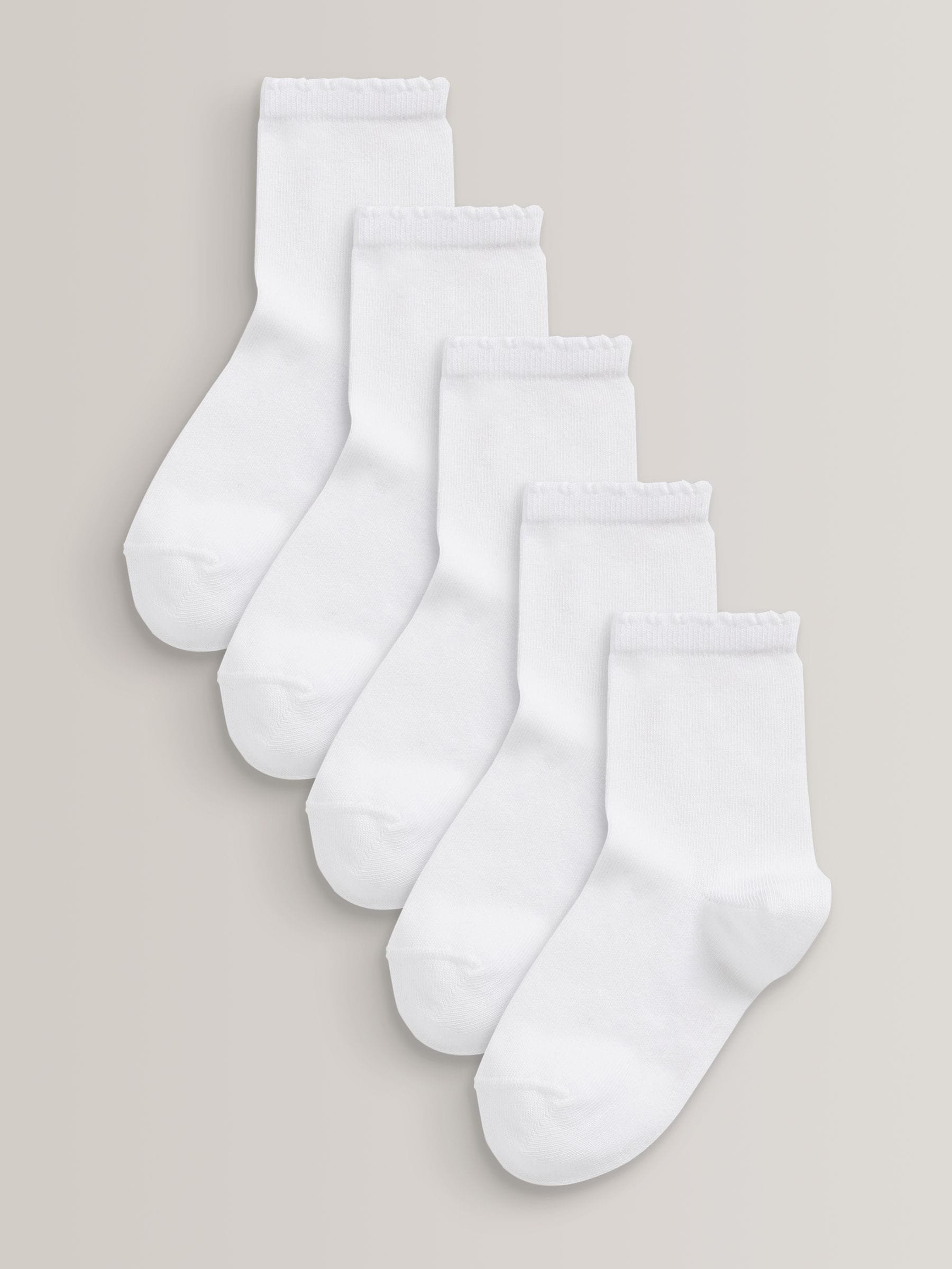 White 5 Pack Cotton Rich School Ankle Socks image 1