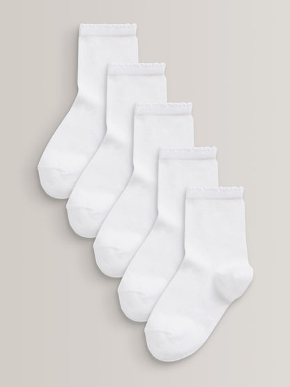 White 5 Pack Cotton Rich School Ankle Socks image 1